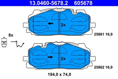 Комплект тормозных колодок, дисковый тормоз ATE 13.0460-5678.2 для AUDI Q8