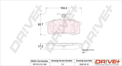 Комплект тормозных колодок, дисковый тормоз Dr!ve+ DP1010.10.1165 для DATSUN mi-DO