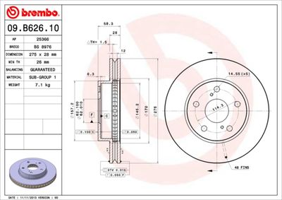 Bromsskiva BREMBO 09.B626.10