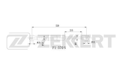 Газовая пружина, крышка багажник ZEKKERT GF-2127 для FIAT PALIO