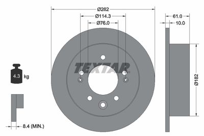 TEXTAR 92240803 Тормозные диски  для HYUNDAI ELANTRA (Хендай Елантра)