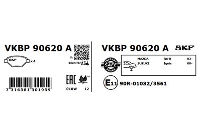 Brake Pad Set, disc brake VKBP 90620 A