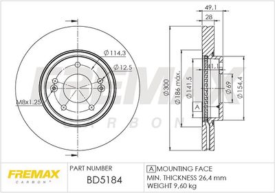 FREMAX BD-5184 Тормозные диски  для KIA SORENTO II (XM) 2.4 CVVT