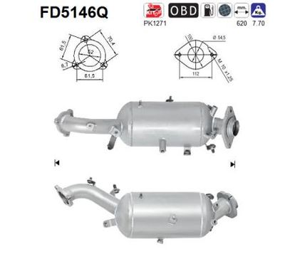 Filtr sadzy / filtr cząstek stałych, układ wydechowy AS 2505126010