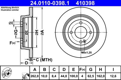 Тормозной диск ATE 24.0110-0398.1 для HYUNDAI SOLARIS