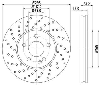 HELLA 8DD 355 129-681 Тормозные диски  для MERCEDES-BENZ A-CLASS (Мерседес А-класс)