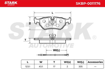 комплект спирачно феродо, дискови спирачки STARK SKBP-0011176