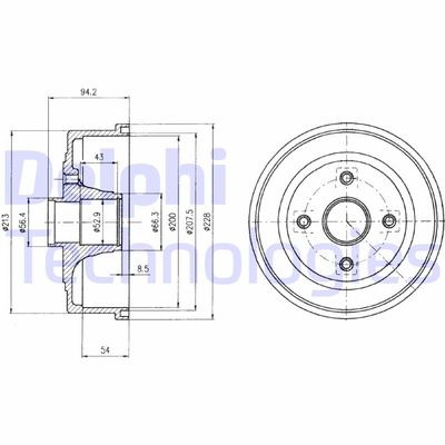 Тормозной барабан DELPHI BF472 для OPEL TIGRA