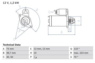 Стартер BOSCH 0 986 029 070 для LAND ROVER FREELANDER