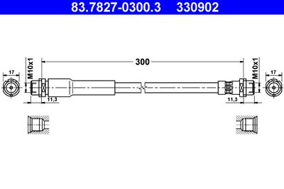 ATE 83.7827-0300.3 Тормозной шланг  для MAZDA 2 (Мазда 2)