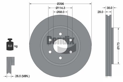 Тормозной диск BENDIX Braking BDS1260 для NISSAN XTERRA