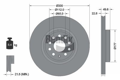 Тормозной диск BENDIX Braking BDS1622 для VW ID.3
