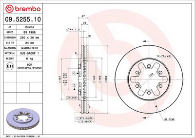 BREMSSCHEIBE BREMBO 09525510 1