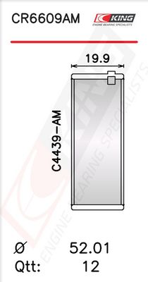 Черупка на биелен лагер KING CR6609AM0.25