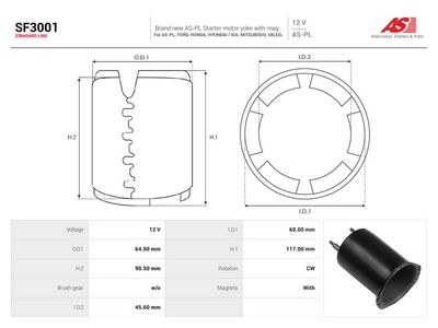 Fältlindning, startmotor AS-PL SF3001