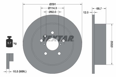TEXTAR 92144203 Тормозные диски  для TOYOTA SIENNA (Тойота Сиенна)