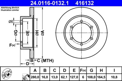 Тормозной диск ATE 24.0116-0132.1 для NISSAN NT400
