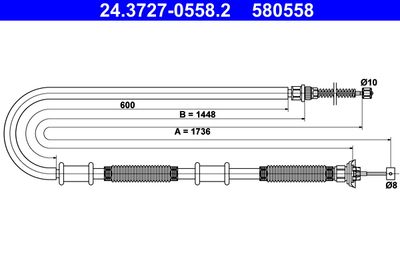 Тросик, cтояночный тормоз ATE 24.3727-0558.2 для FIAT DOBLO