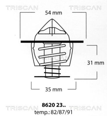 Термостат, охлаждающая жидкость TRISCAN 8620 2387 для SEAT MALAGA