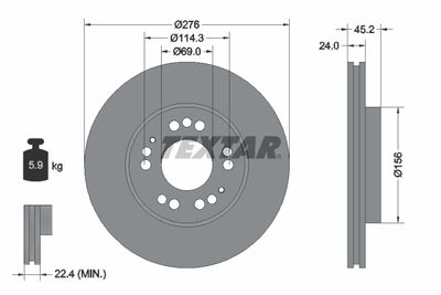 Тормозной диск TEXTAR 92114800 для MITSUBISHI 3000