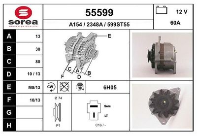 Генератор EAI 55599 для NISSAN STANZA