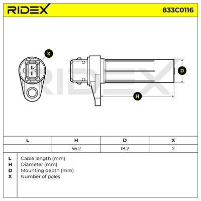 импулсен датчик, колянов вал RIDEX 833C0116
