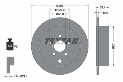 Тормозной диск TEXTAR 92200000 для TOYOTA GT