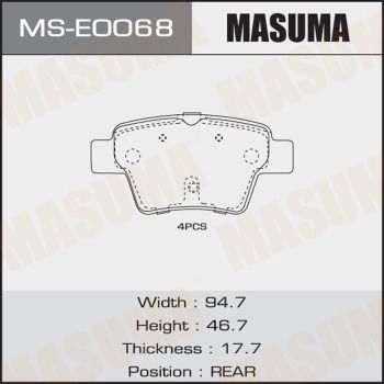 Комплект тормозных колодок MASUMA MS-E0068 для PEUGEOT 207