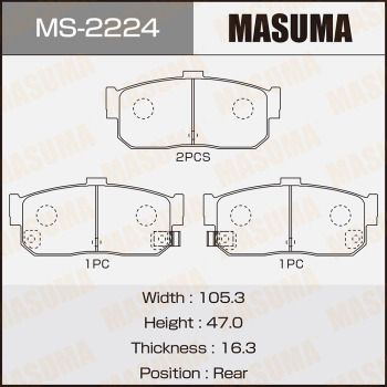 Комплект тормозных колодок MASUMA MS-2224 для NISSAN CEFIRO