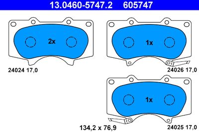 Комплект тормозных колодок, дисковый тормоз ATE 13.0460-5747.2 для TOYOTA LAND CRUISER PRADO