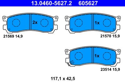 Комплект тормозных колодок, дисковый тормоз ATE 13.0460-5627.2 для MAZDA MPV