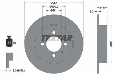 Тормозной диск TEXTAR 92079900 для NISSAN 100NX