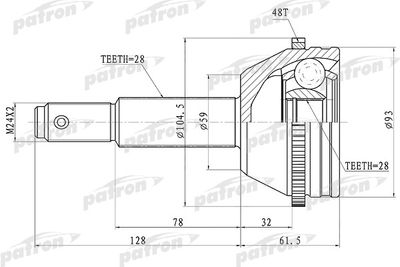 PATRON PCV1674 ШРУС  для FORD TRANSIT (Форд Трансит)
