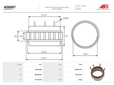 Stator, generator AS-PL AS6007