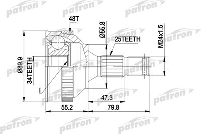 PATRON PCV1176 ШРУС  для PEUGEOT 306 (Пежо 306)