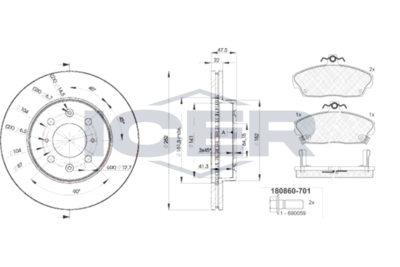 Zestaw do hamulców, hamulce tarczowe ICER 30860-0830