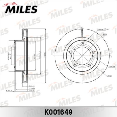 Тормозной диск MILES K001649 для LEXUS LX