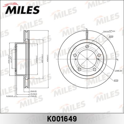 Тормозной диск MILES K001649 для TOYOTA (FAW) LAND