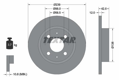 Тормозной диск TEXTAR 92039100 для LADA SAMARA