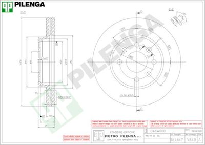 PILENGA V843 Тормозные диски  для DAEWOO NUBIRA седан (J100) 1.8 16V