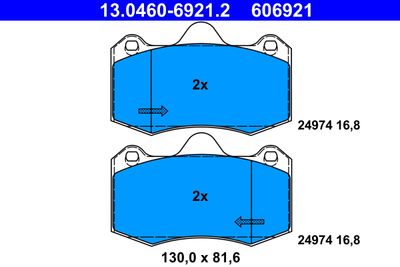 Комплект тормозных колодок, дисковый тормоз 13.0460-6921.2