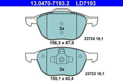 Комплект тормозных колодок, дисковый тормоз ATE 13.0470-7193.2 для VOLVO V50