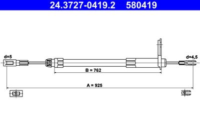 Тросик, cтояночный тормоз ATE 24.3727-0419.2 для MERCEDES-BENZ CLK