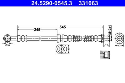 Тормозной шланг ATE 24.5290-0545.3 для MITSUBISHI GALANT