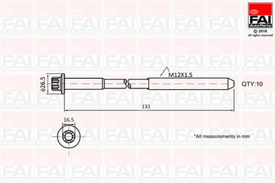 Комплект болтов головки цилидра FAI AutoParts B896 для RENAULT ALASKAN