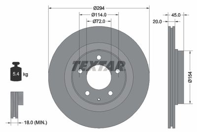 Тормозной диск TEXTAR 92152800 для MAZDA RX-7