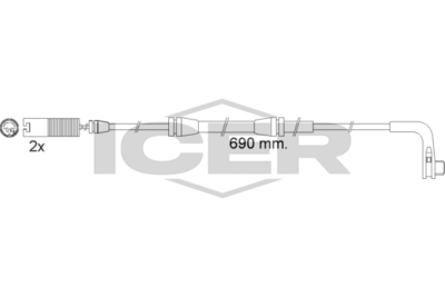 предупредителен контактен сензор, износване на накладките ICER 610479 E C