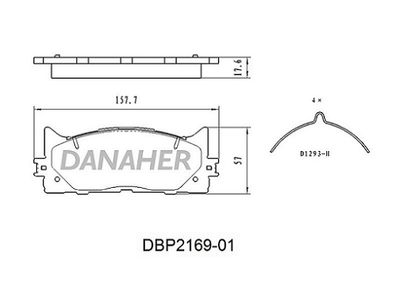 DANAHER DBP2169-01 Тормозные колодки и сигнализаторы  для TOYOTA CAMRY седан (_V4_) 2.4 (ACV40_)