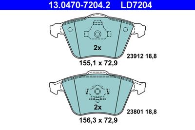 Комплект тормозных колодок, дисковый тормоз 13.0470-7204.2