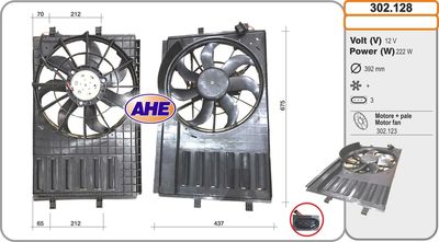 AHE 302.128 Вентилятор системы охлаждения двигателя для VW FOX
